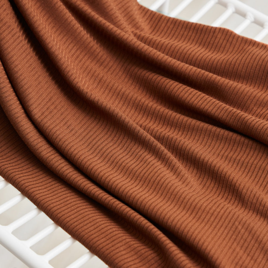 Derby Ribbed Jersey with TENCEL™ Modal Fibres - Pecan - 0.5 metre