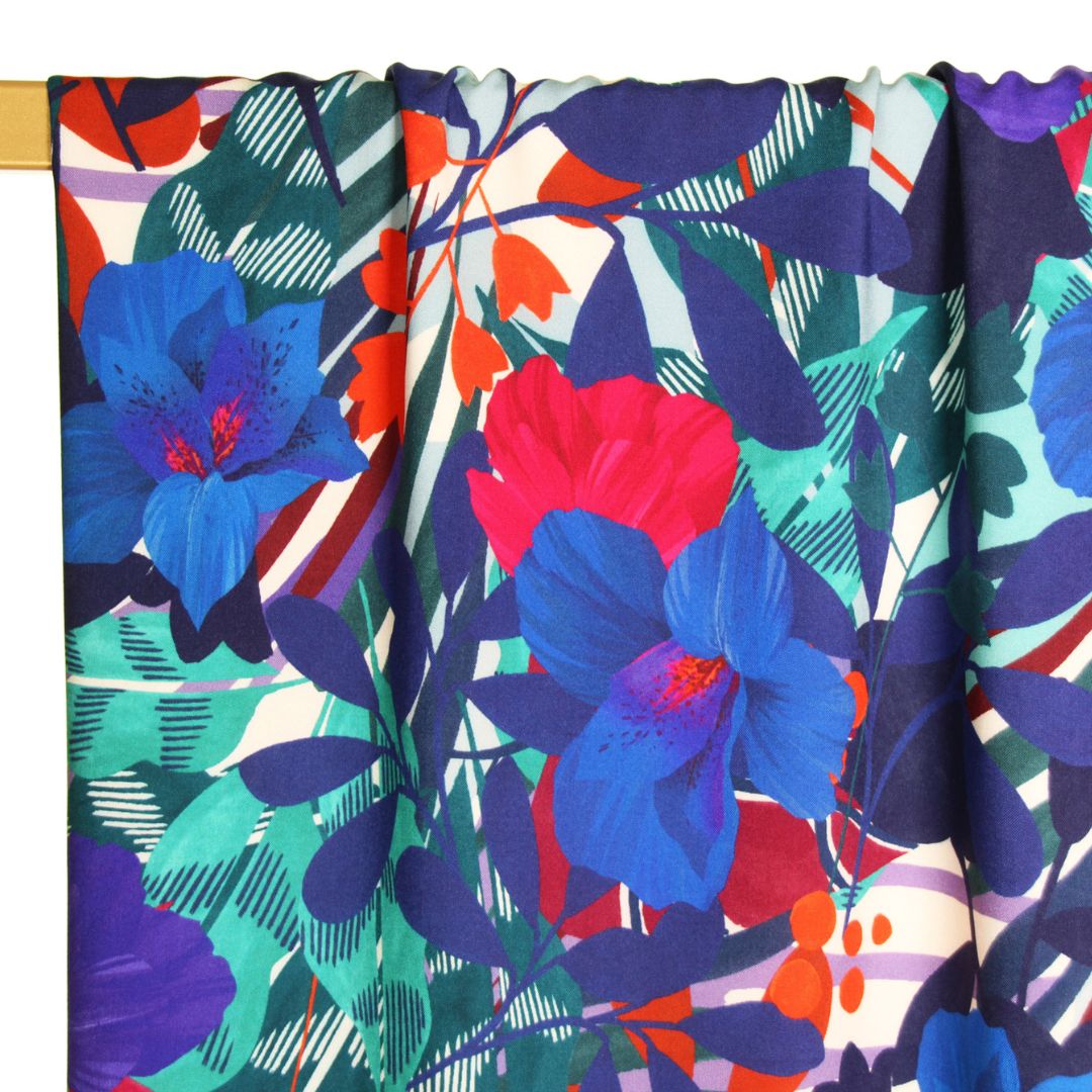 Atelier Jupe - Blue Flower Viscose Fabric