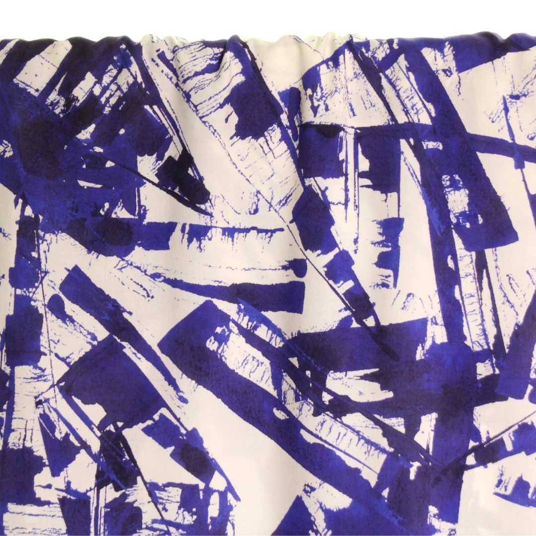 Atelier Jupe - Ink Splotch Viscose Fabric - Indigo and Ivory - Priced per 0.5 metre