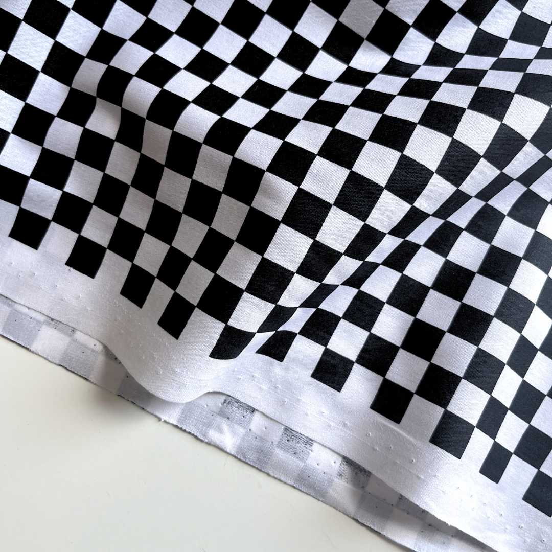 Check Cotton Poplin - Black and White - Priced per 0.5 metre