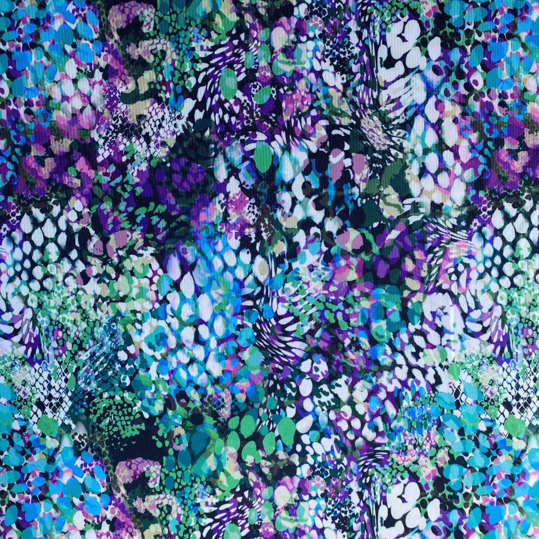 Psychedelic Sportswear Jersey Fabric - Turquoise and Purple - Priced per 0.5 metre