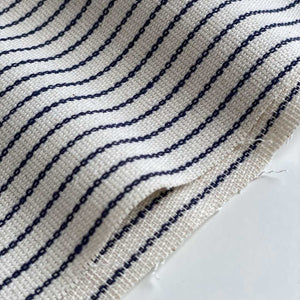 Atelier Jupe - Striped Cotton Blend Denim Fabric - Natural and Dark Navy - Priced per 0.5 metre